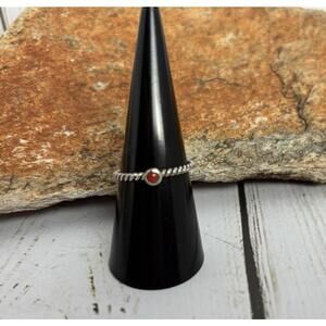 Peyote Bird Sterling‎ Carnelian Bezel Twisted Band Sz 7 J117